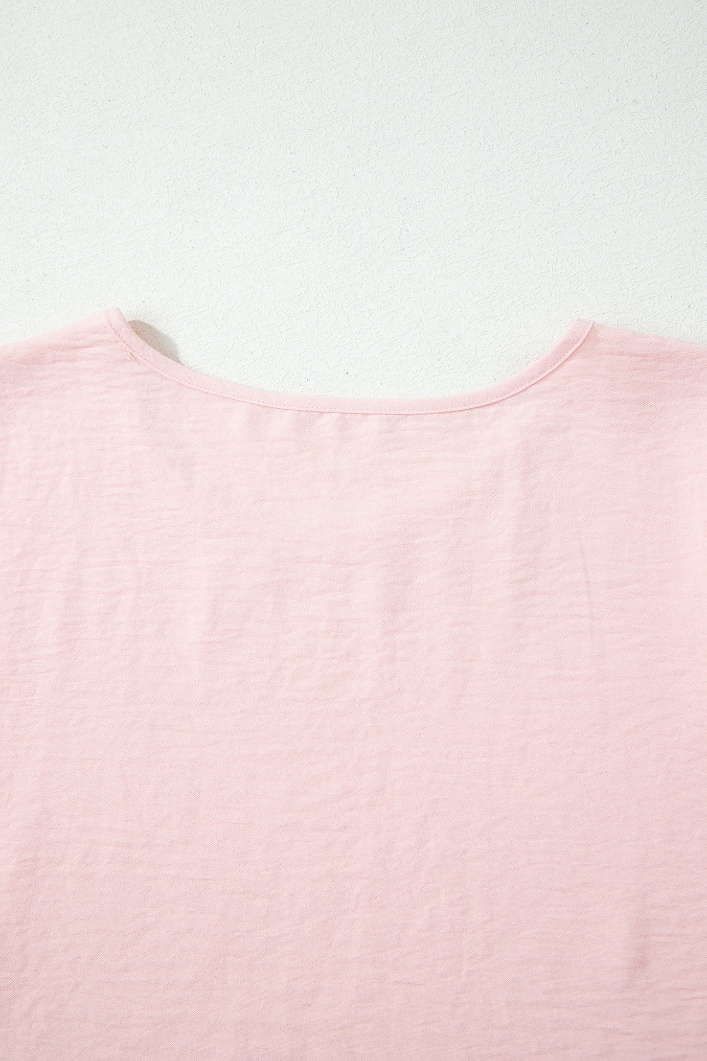 Solid Color Ruffle Trim Short Sleeve Blouse