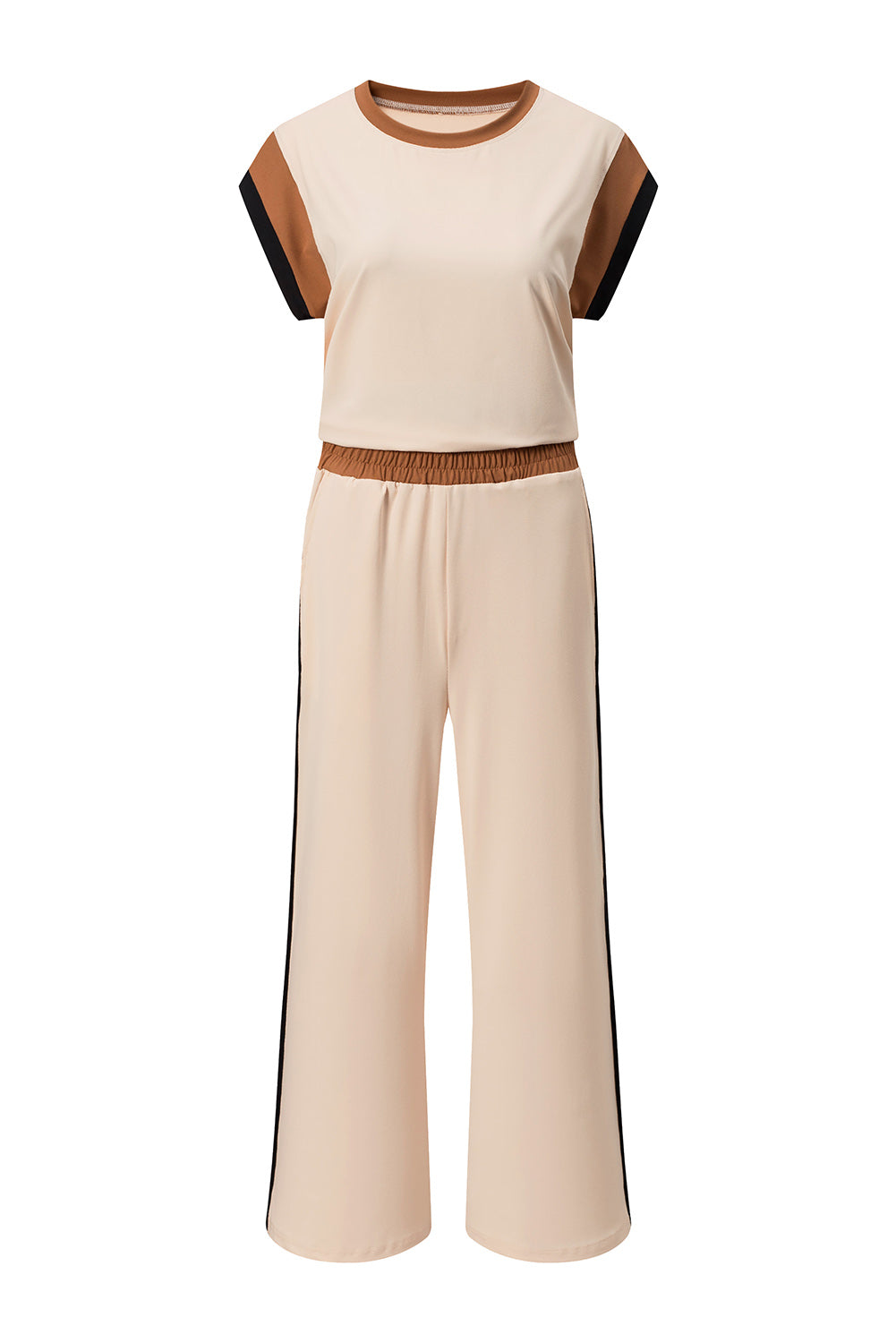 Color Block Detail Casual Two-piece Set
