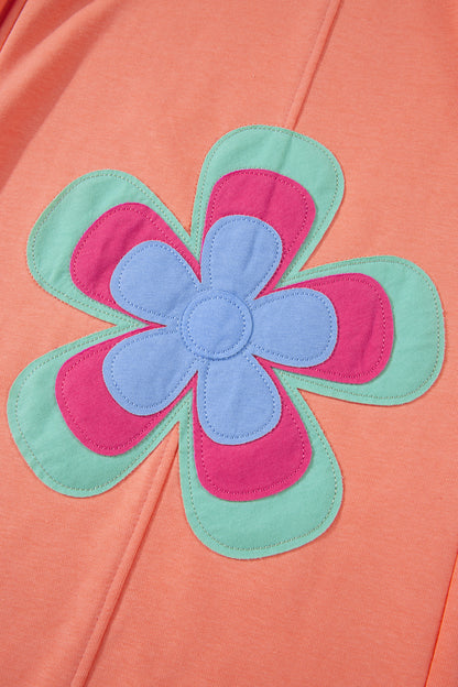 Color Block Flower Patchwork Drawstring Contrasted Elastic Waist Wide Leg Pants