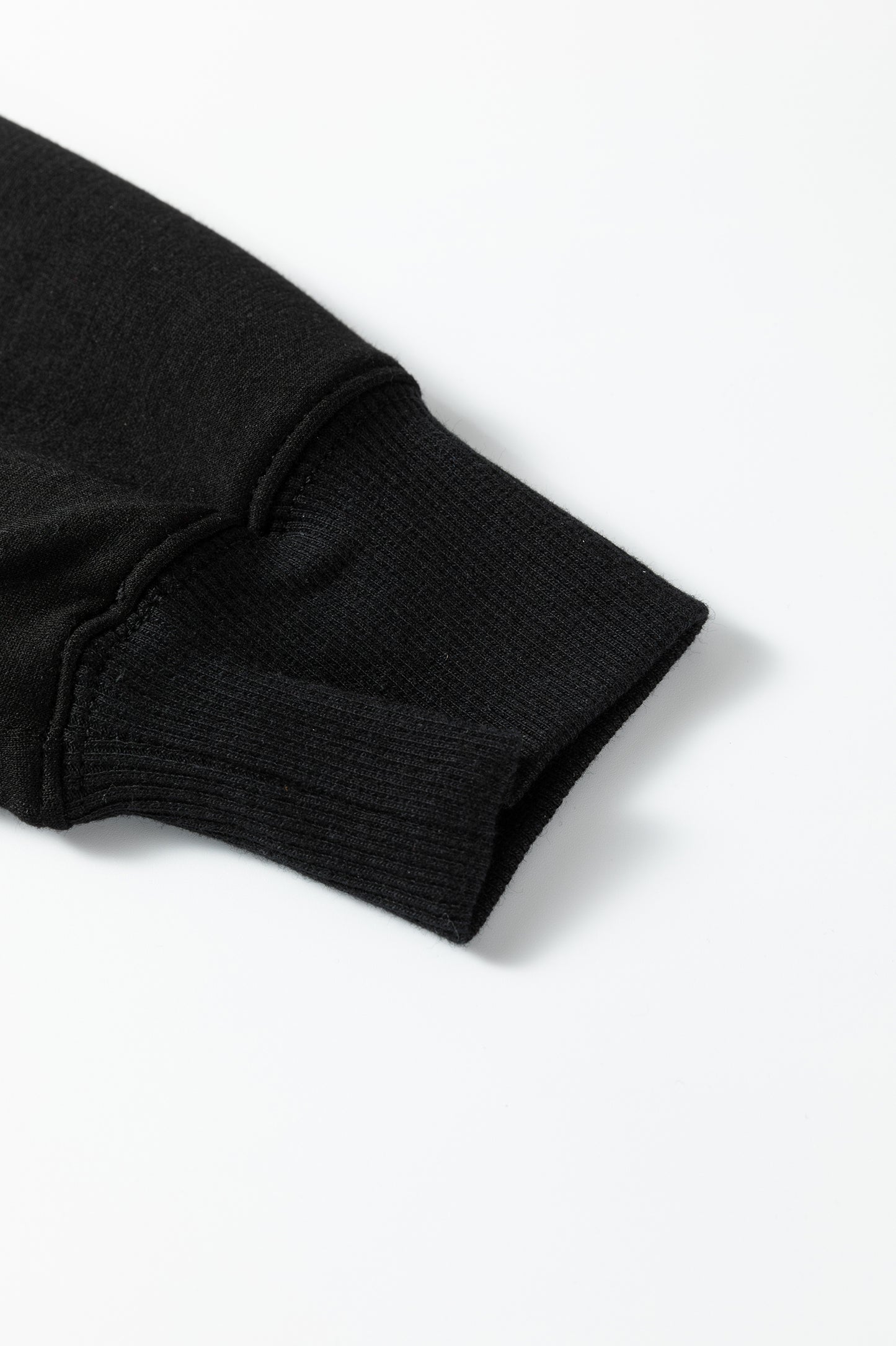 Bristol Black Collared V Neck Pullover Sweatshirt Sweatpants Set