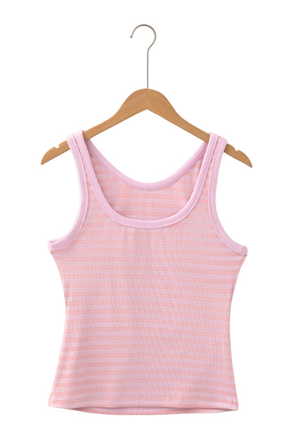 Stripe Ribbed Knit Slim Tank Top