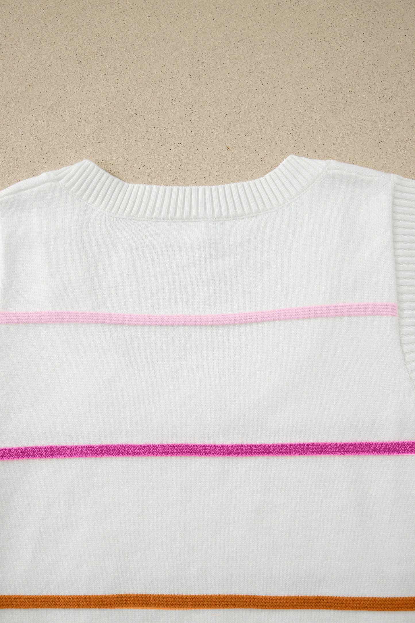 Stripe Round Neck Knitted Sweater Tank