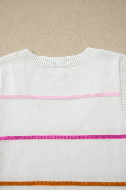 Stripe Round Neck Knitted Sweater Tank