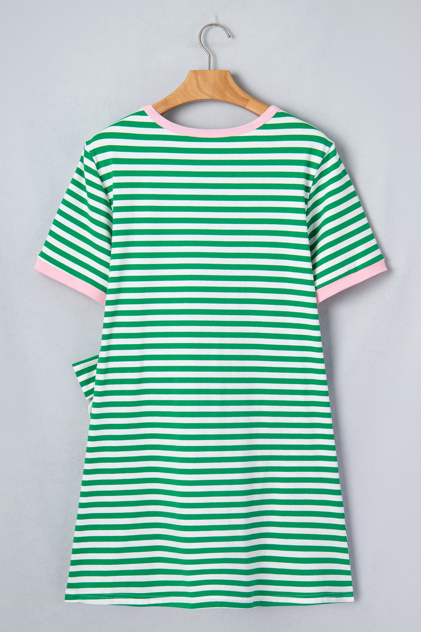Stripe Nautical Tie Contrast Trim Round Neck T Shirt Mini Dress