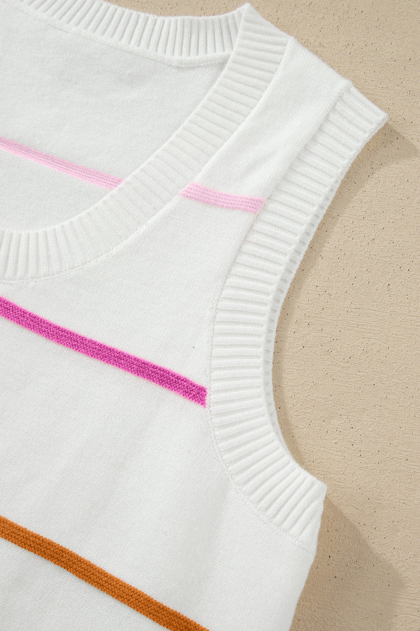 Stripe Round Neck Knitted Sweater Tank
