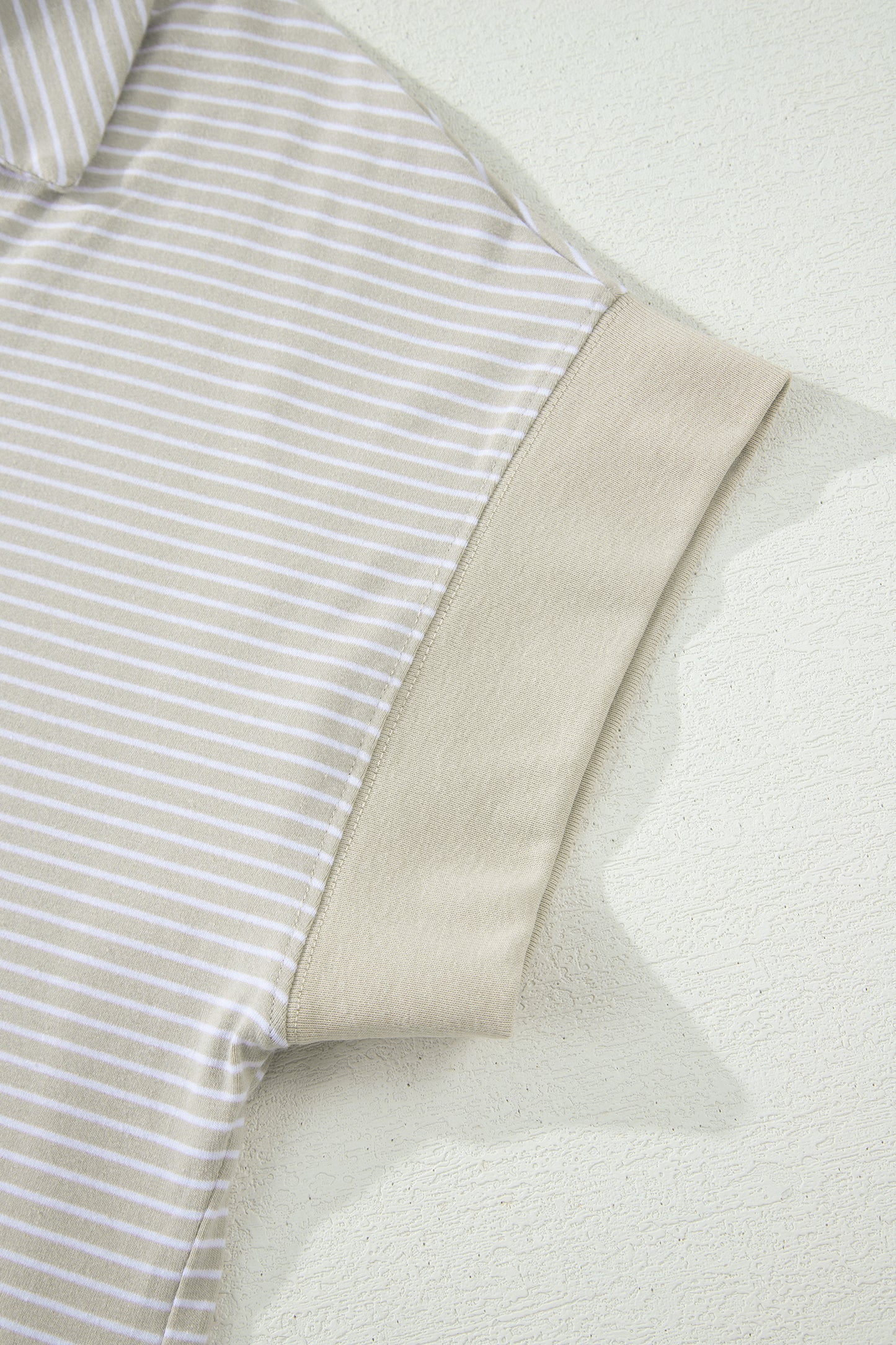 Stripe Dolman Sleeve Polo Shirt and Drawstring Shorts Set