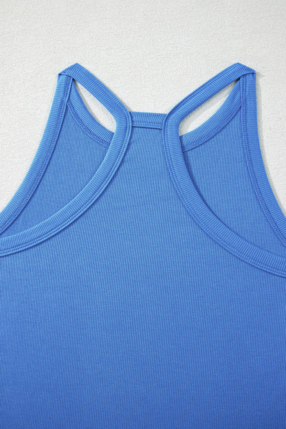 Slim Ribbed Tank Top and Sweatpants Set