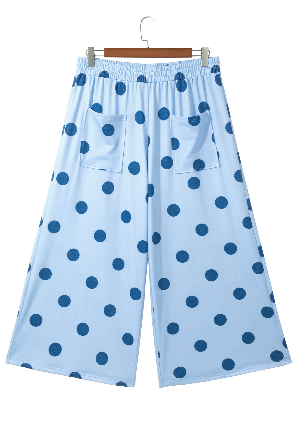 Polka Dot Elastic Waist Wide Leg Plus Size Pants