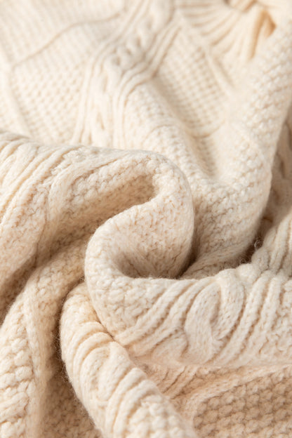 Black Cable Knit Drop Shoulder Loose Fit Sweater Dress