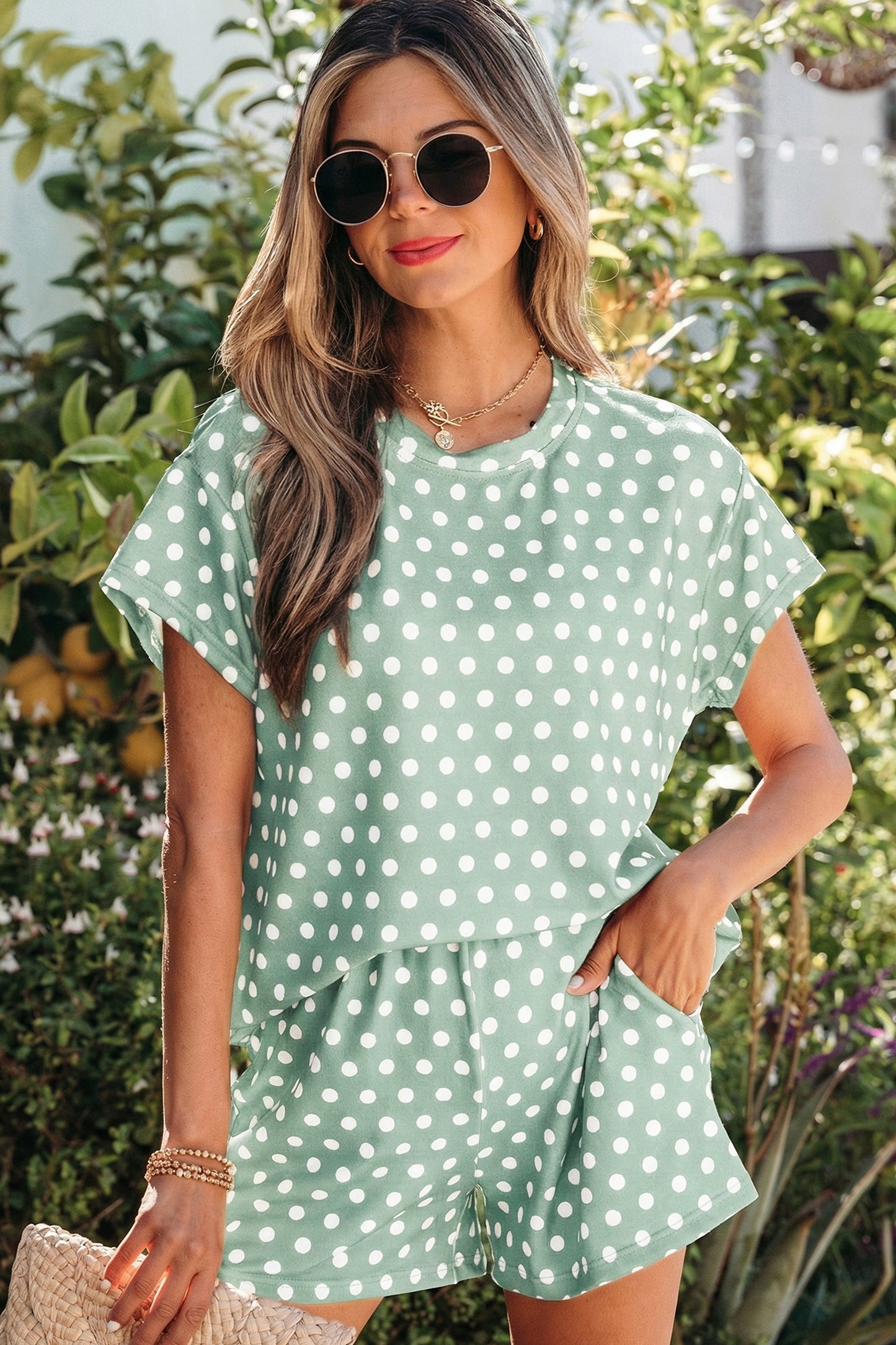 Polka Dot Print Short Set