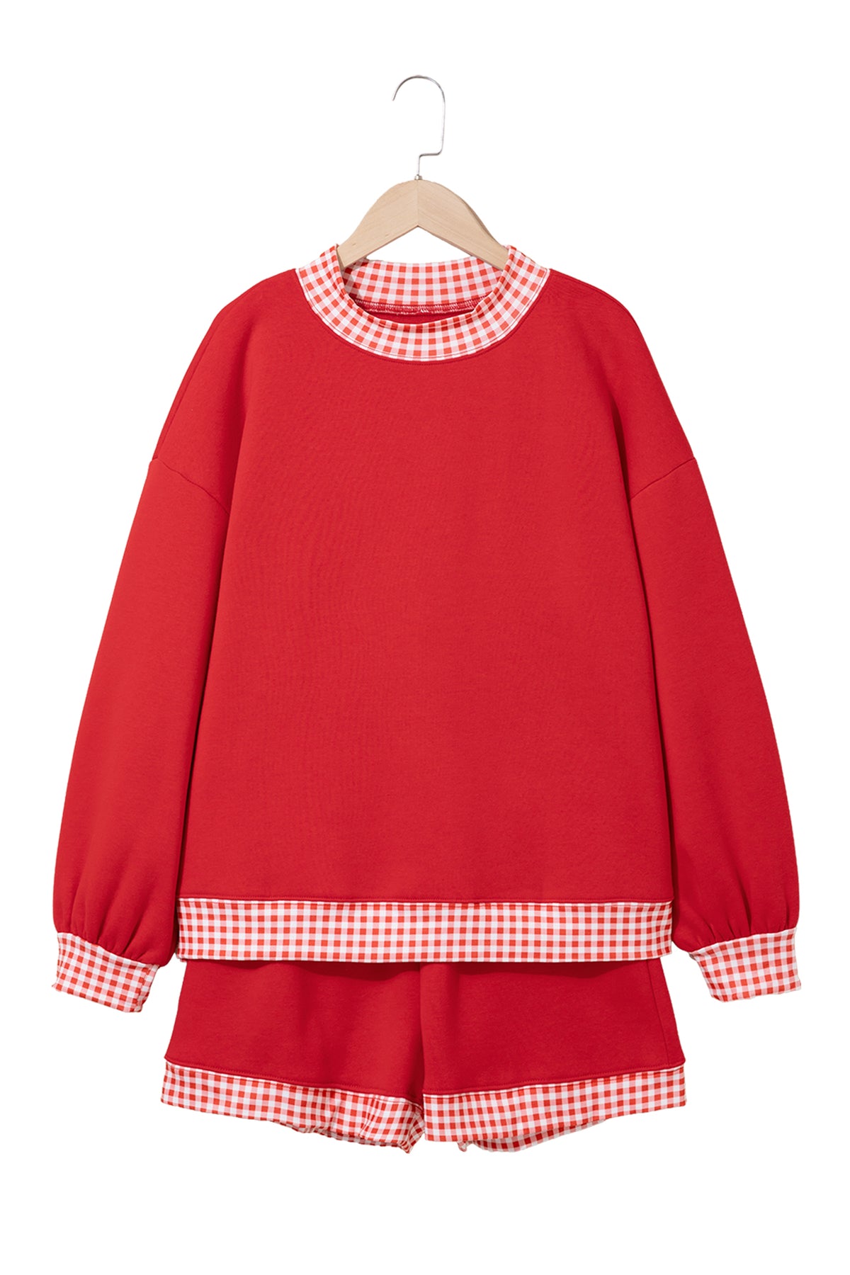 Polka Dot Trim Baggy Pullover 2pcs Short Set