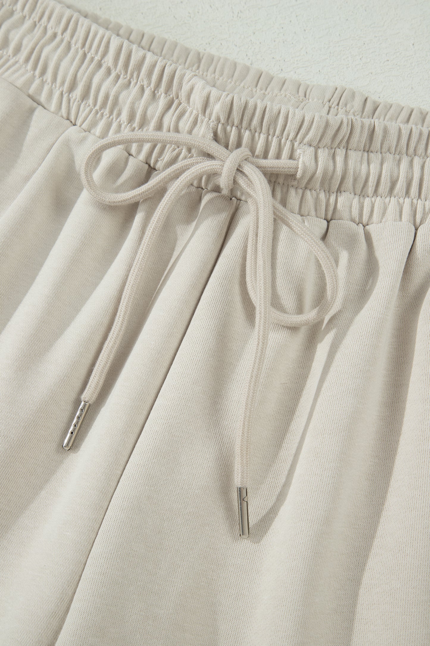 Solid Color Puffy Loose Top Drawstring Shorts 2pcs Outfit