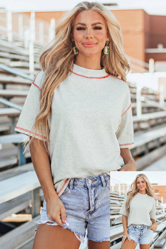 Reversible Contrast-Stitched T-Shirt