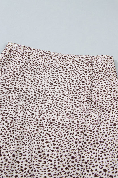 Cheetah Print Trim Split Long Western Skirt
