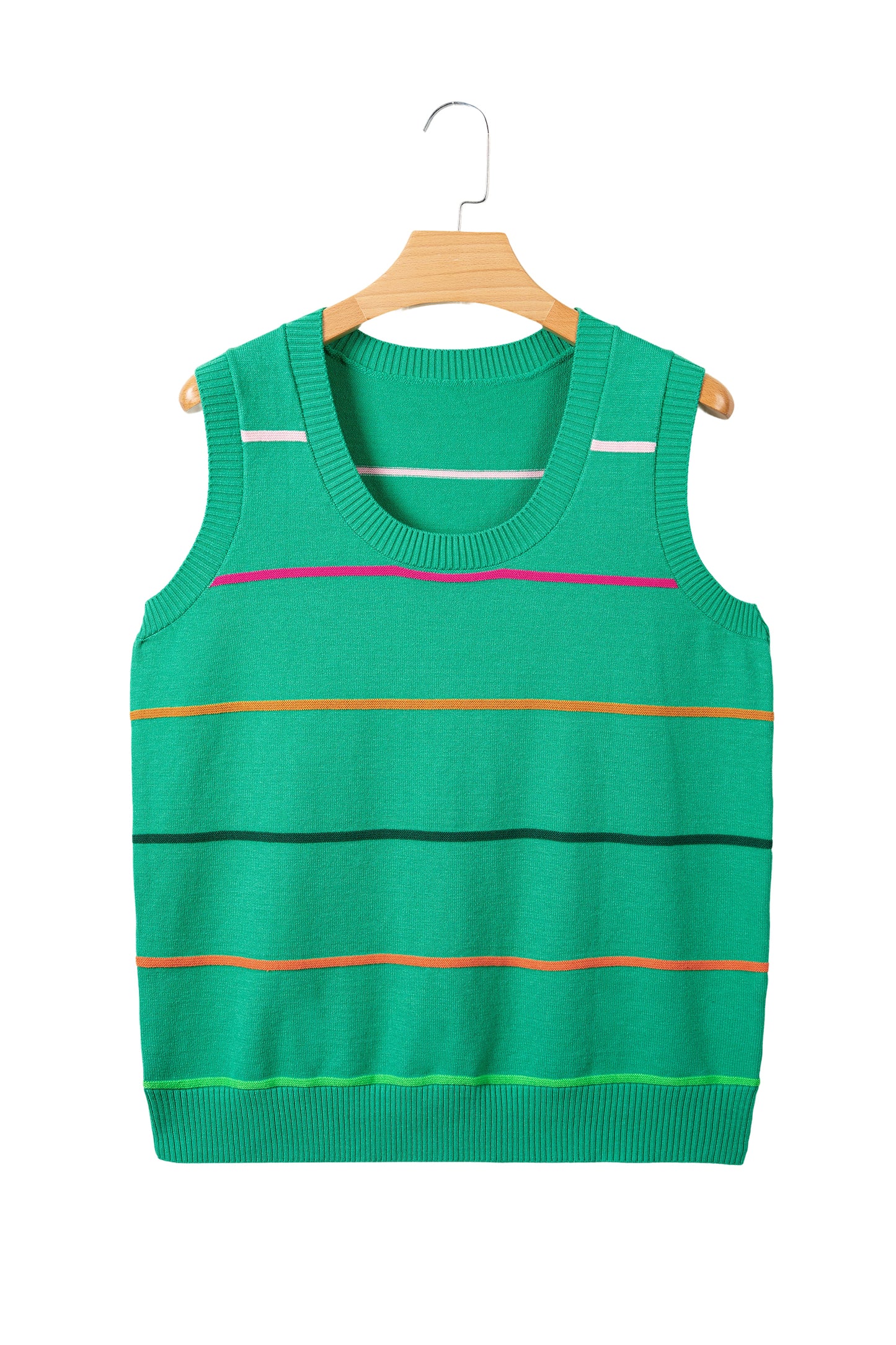 Stripe Round Neck Knitted Sweater Tank