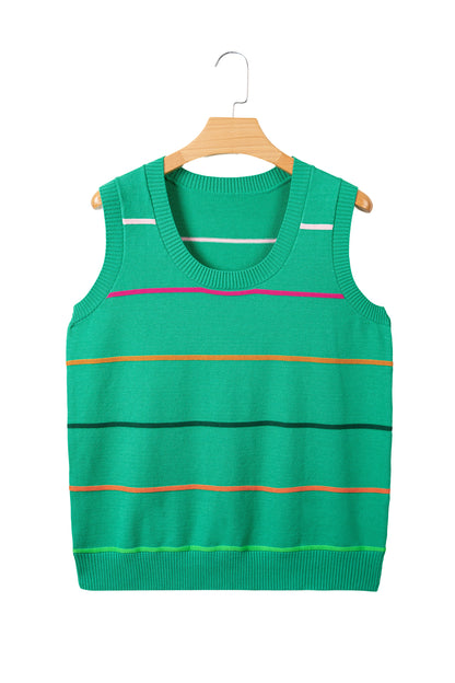 Stripe Round Neck Knitted Sweater Tank