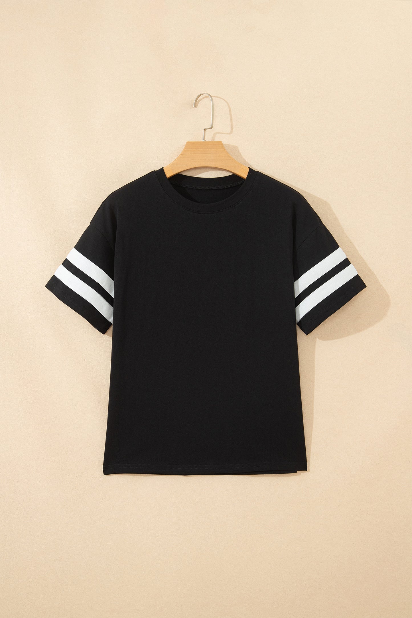 Varsity Striped Short Sleeve Crew Neck T Shirt