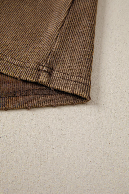 Coffee Vintage Distressed Ribbed Mineral Wash Tank Top