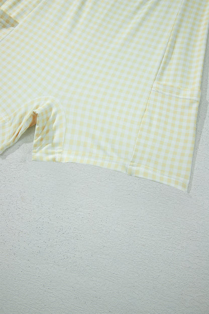 Faux Two Piece Gingham Contrast Patchwork Loose Mini Dress