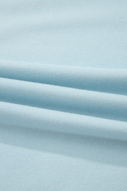 Mist Blue Contrast Trim Round Neck Pocketed Boxy Tank Top Wide Leg Pant Set