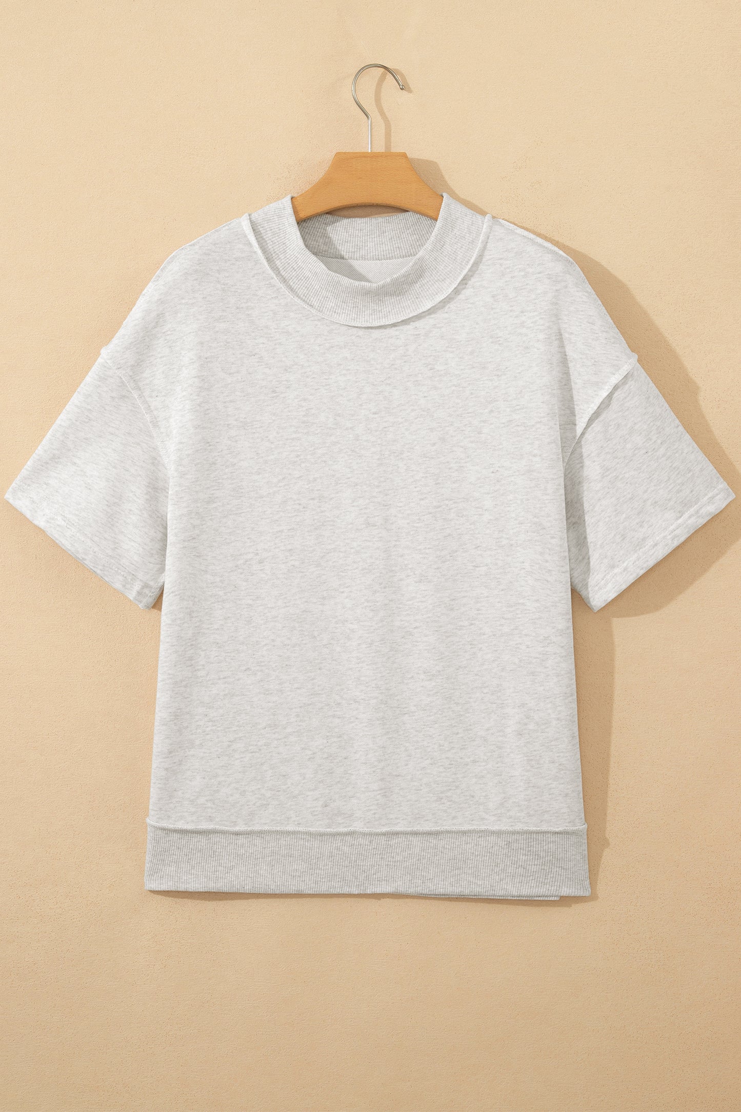 Exposed Seam Detail Mock Neck Tee
