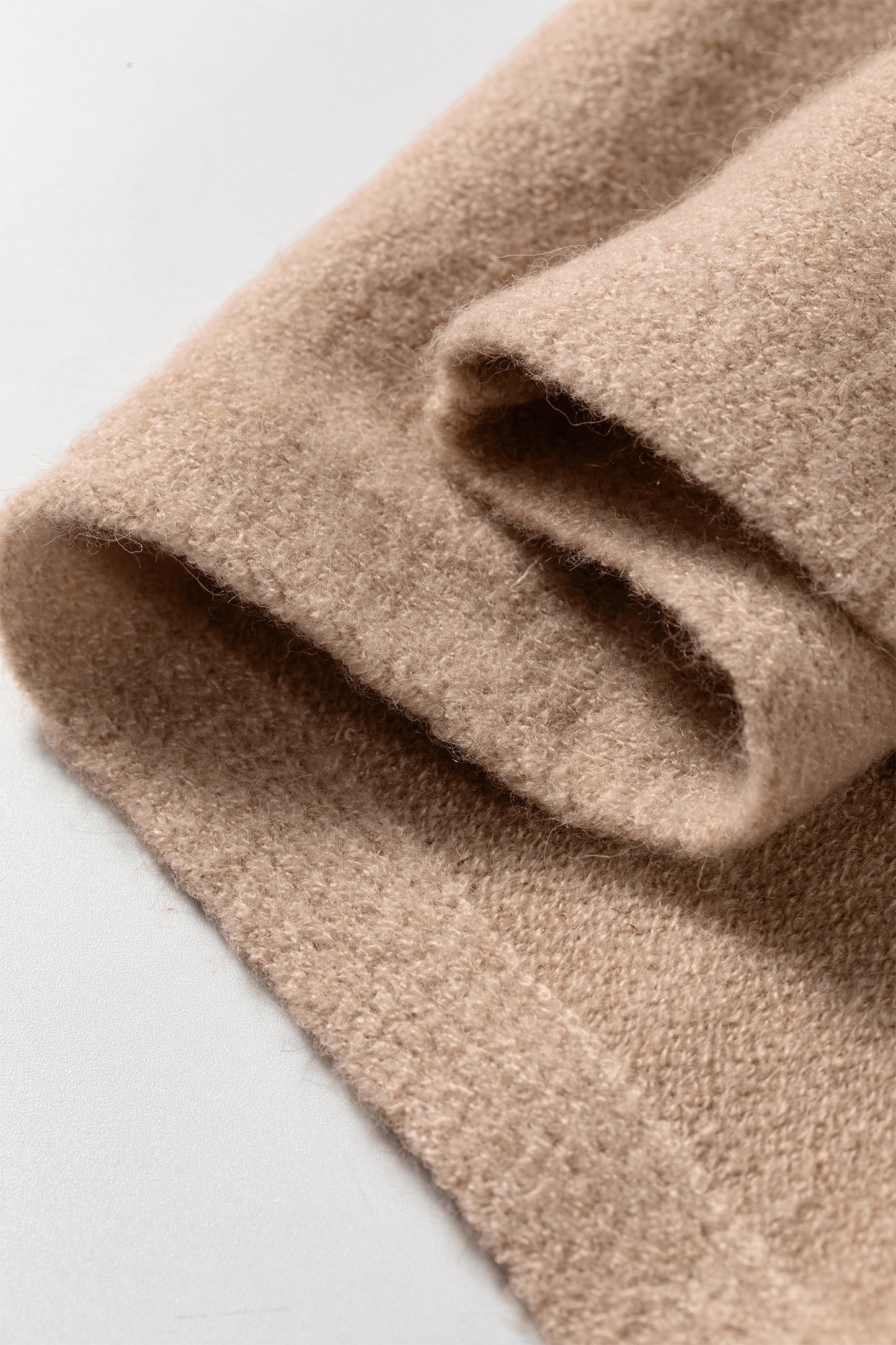 Beige High Neck Short Sleeve Solid Shift Sweater Regular Wash Casual Daily Wear