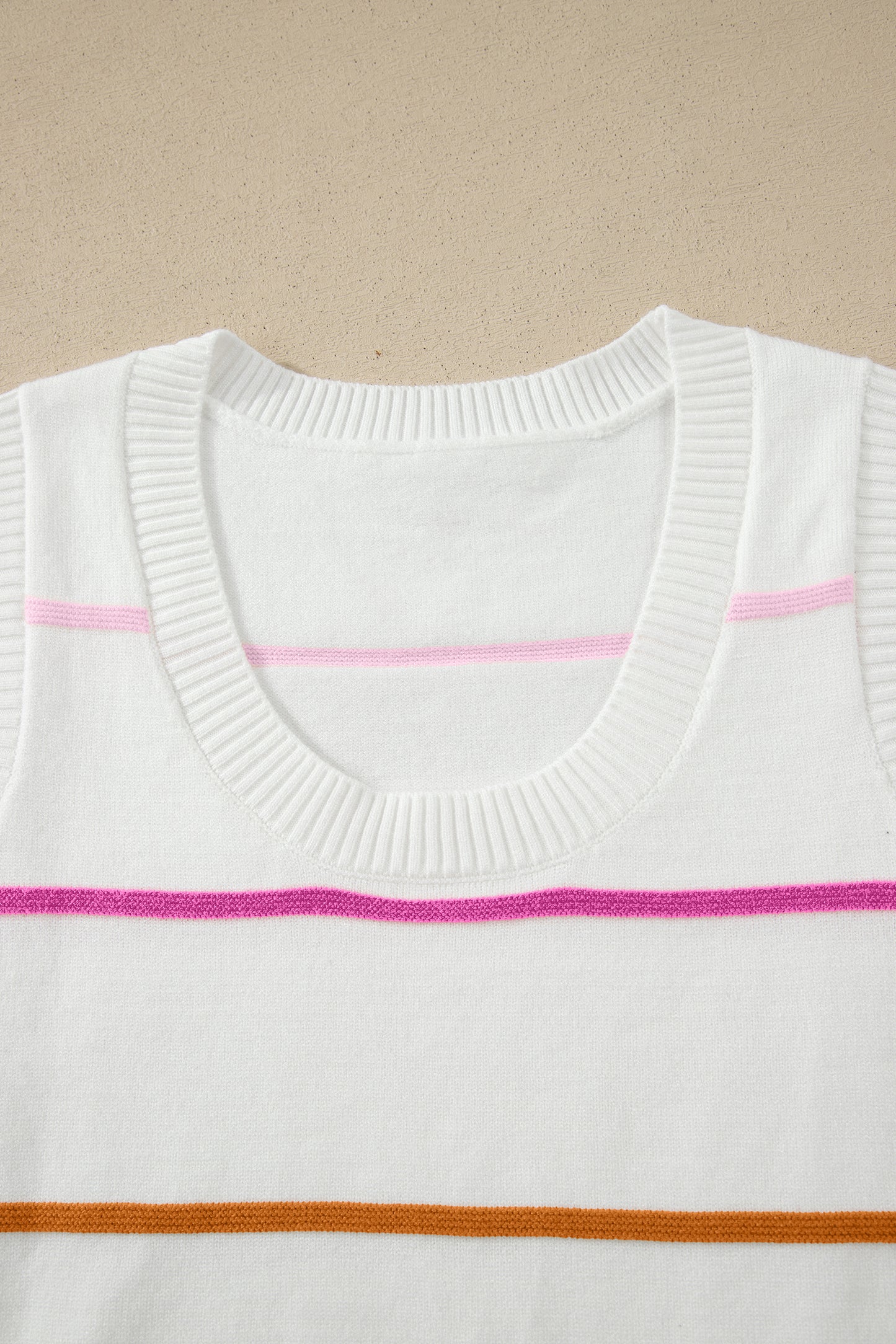 Stripe Round Neck Knitted Sweater Tank
