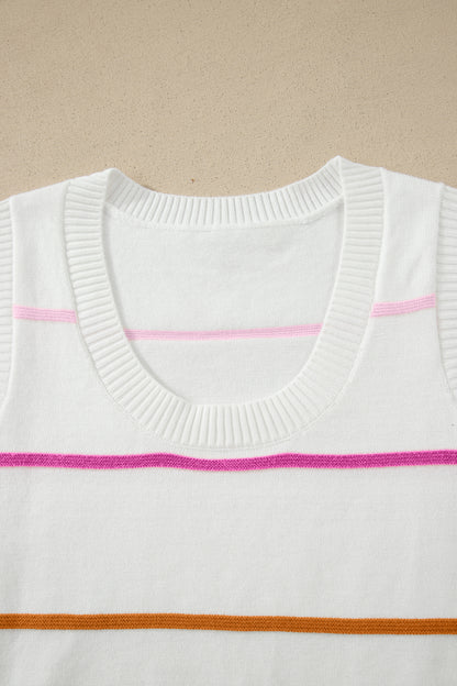 Stripe Round Neck Knitted Sweater Tank