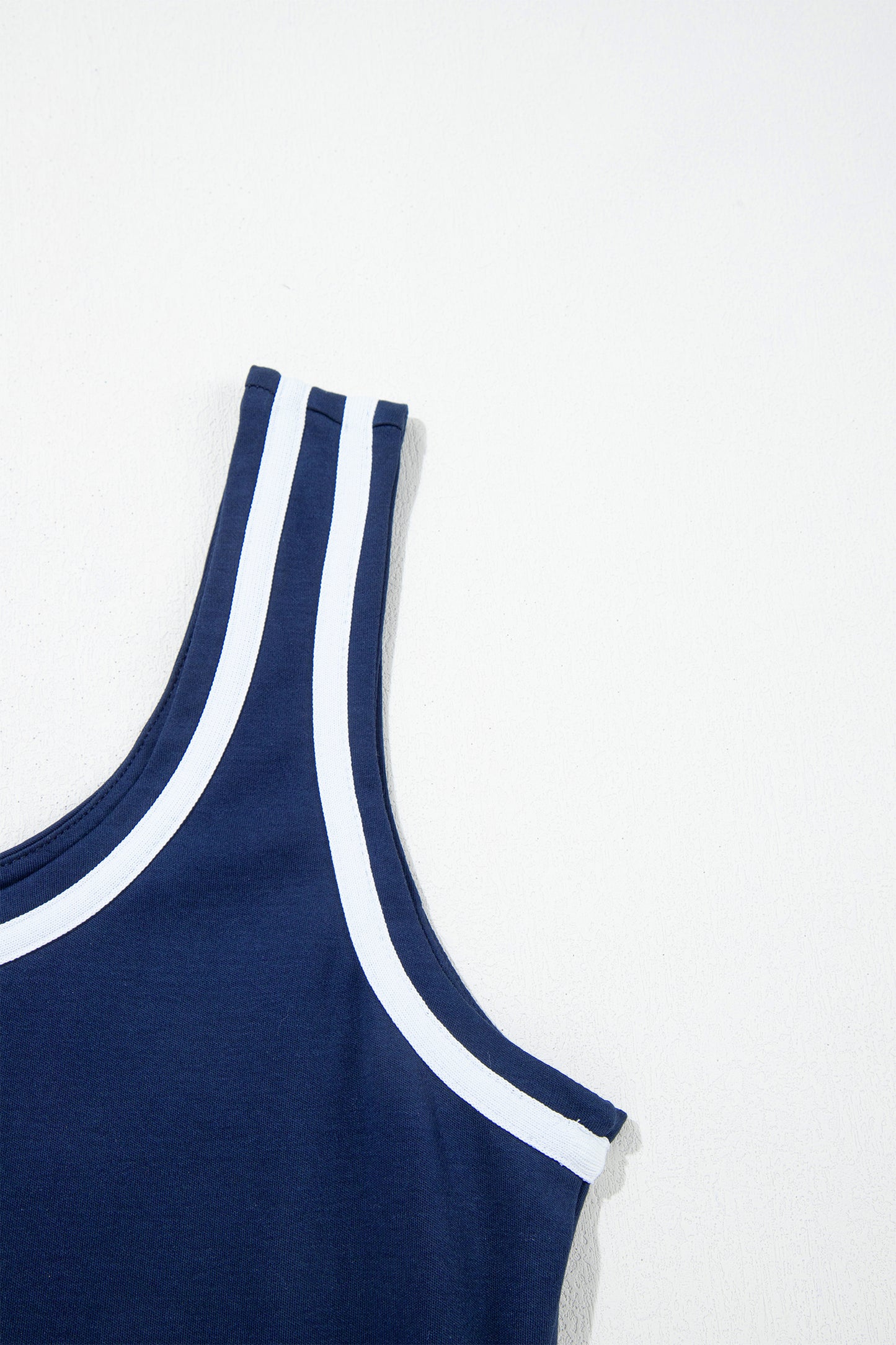 Contrast Trim U Neck Sleeveless Mini Dress