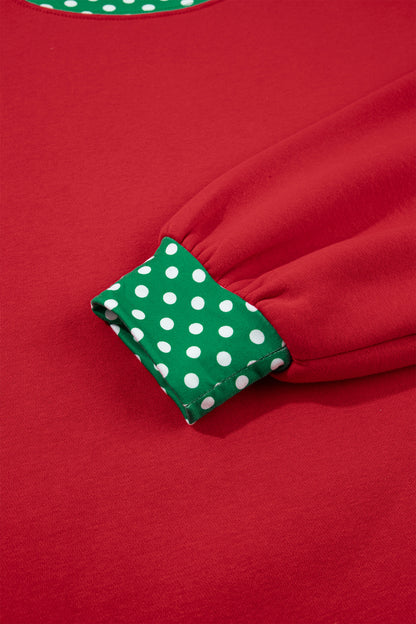 Polka Dot Trim Baggy Pullover 2pcs Short Set