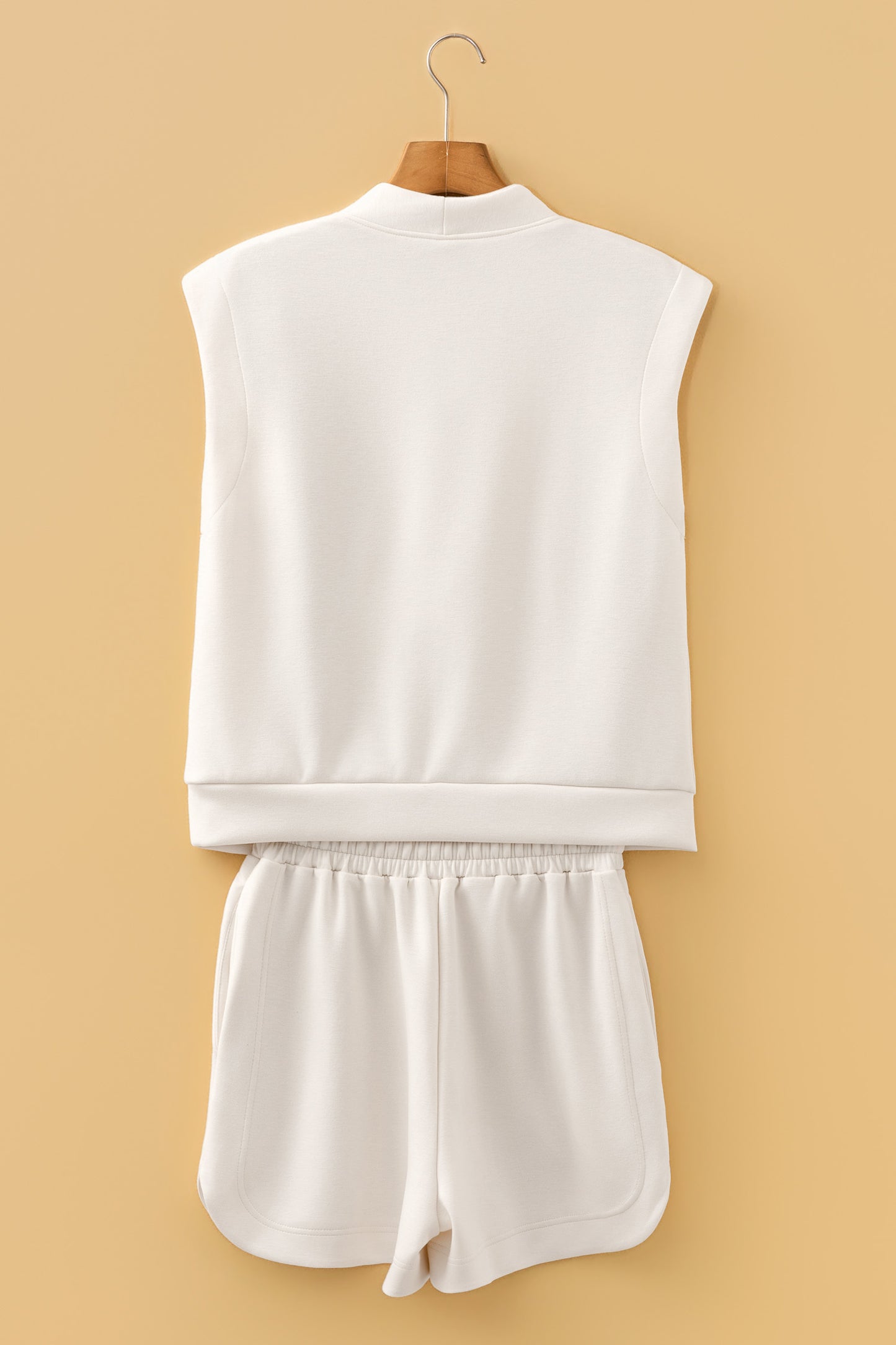 Quarter Zip Sleeveless Top Drawstring Shorts Casual 2pcs Outfit