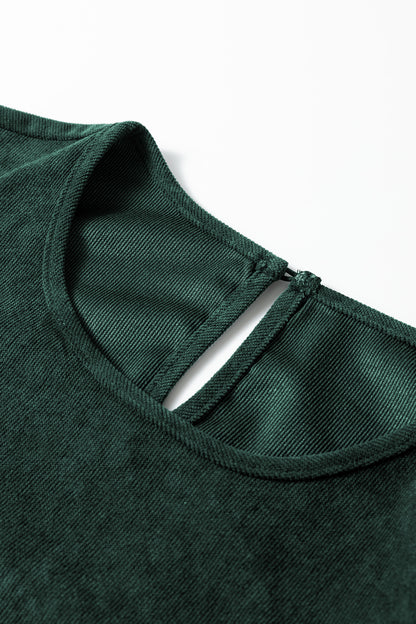 Black Lantern Sleeve Tiered Mini Dress