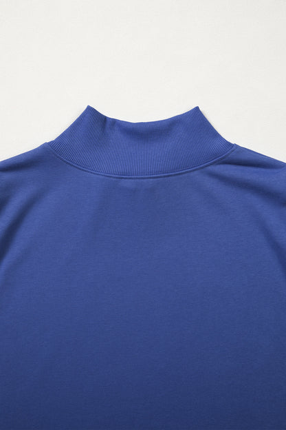 Solid Color High Neck Cap Sleeve Loose Top
