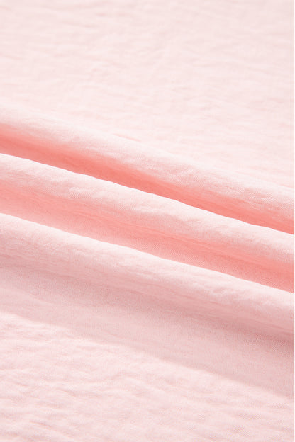 Solid Color Ruffle Trim Short Sleeve Blouse