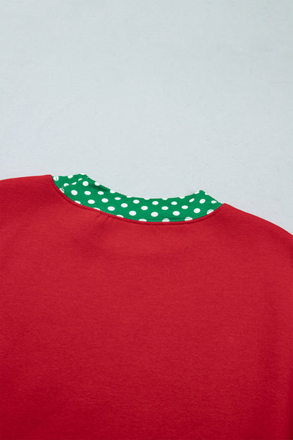 Polka Dot Trim Baggy Pullover 2pcs Short Set