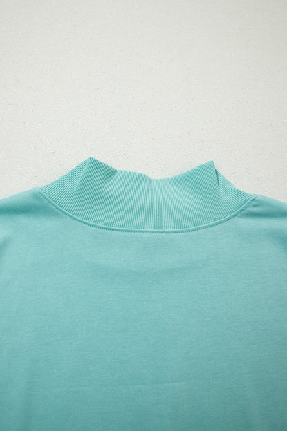 Solid Color High Neck Cap Sleeve Loose Top