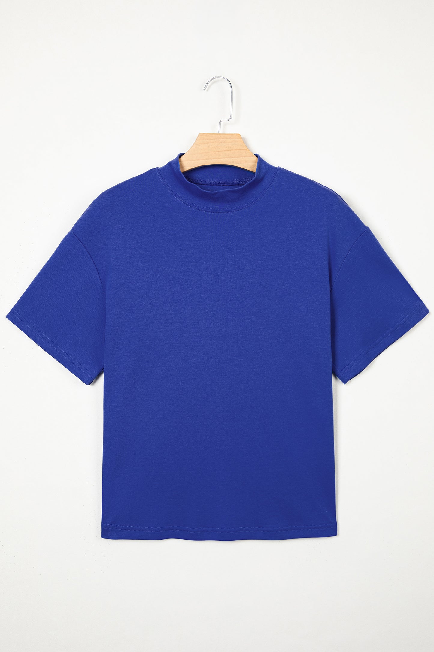 Pink Solid Color High Neck Oversize Tee