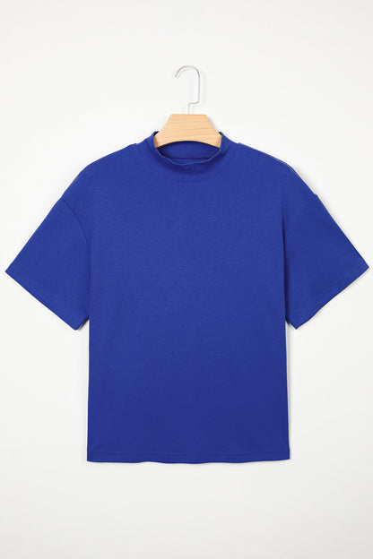 Pink Solid Color High Neck Oversize Tee