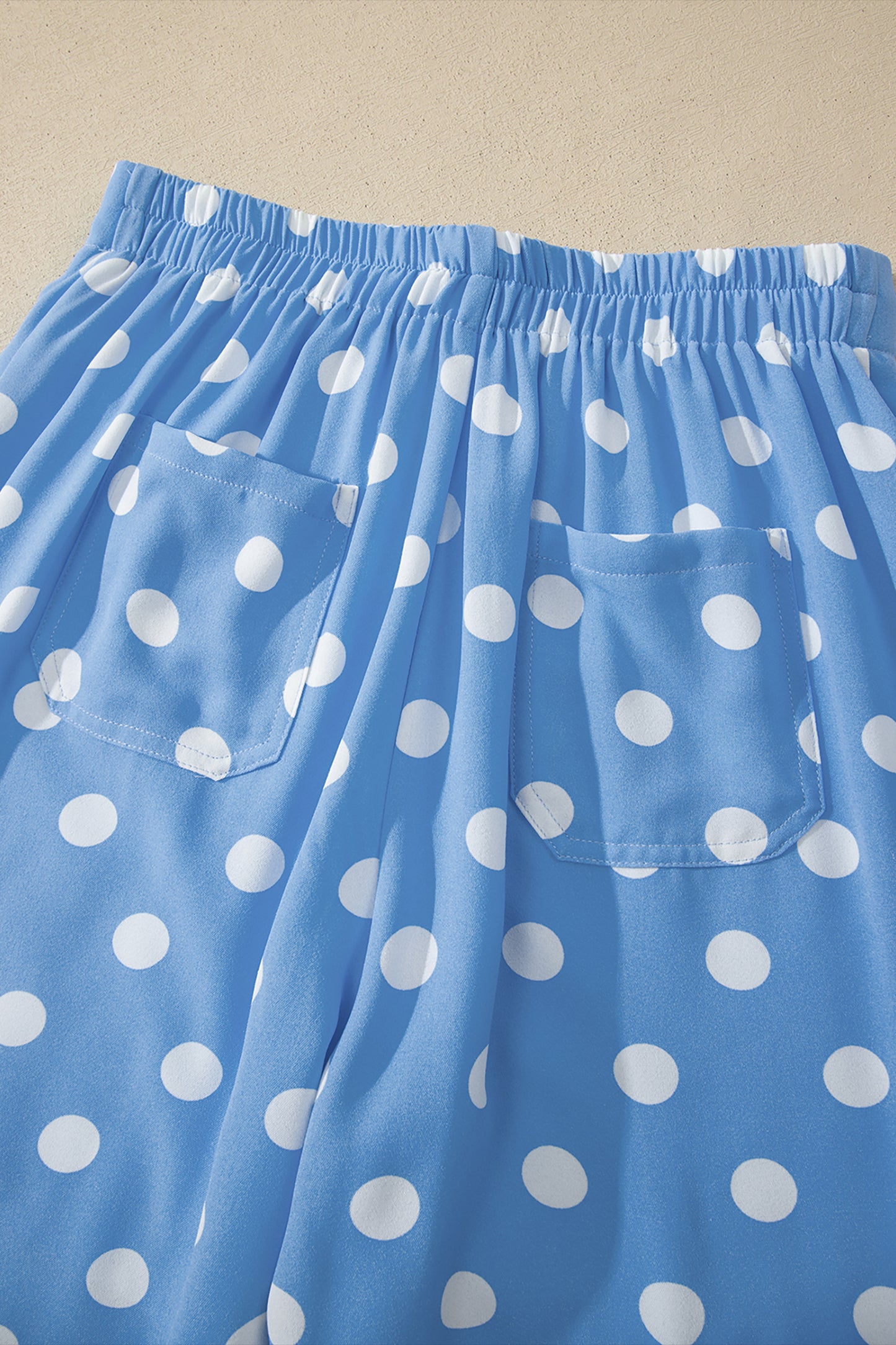 Polka Dot Print Patched Pocket Mid-rise Straight Leg Pants