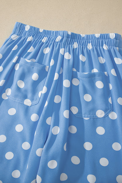 Polka Dot Print Patched Pocket Mid-rise Straight Leg Pants