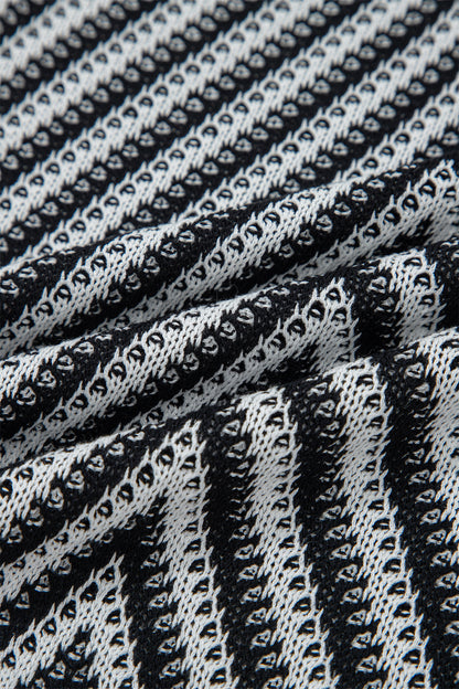 Black Contrast Chevron Knit V Neck Sweater Vest