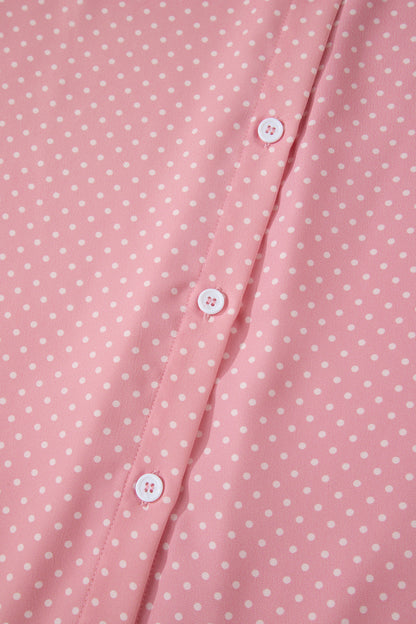 Dotted Print Cuffed Short Sleeve Shirt