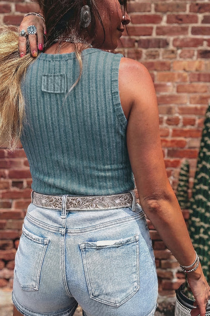 Slim Ribbed Mineral Wash Tank Top
