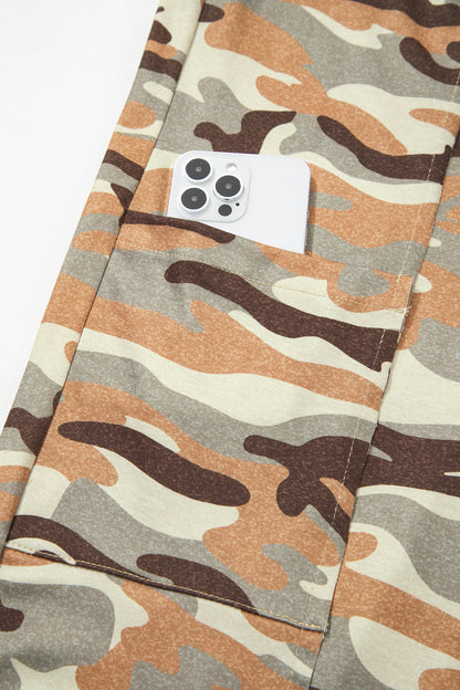 Green Camouflage Printed Drawstring Elastic Waist Jogger Pants