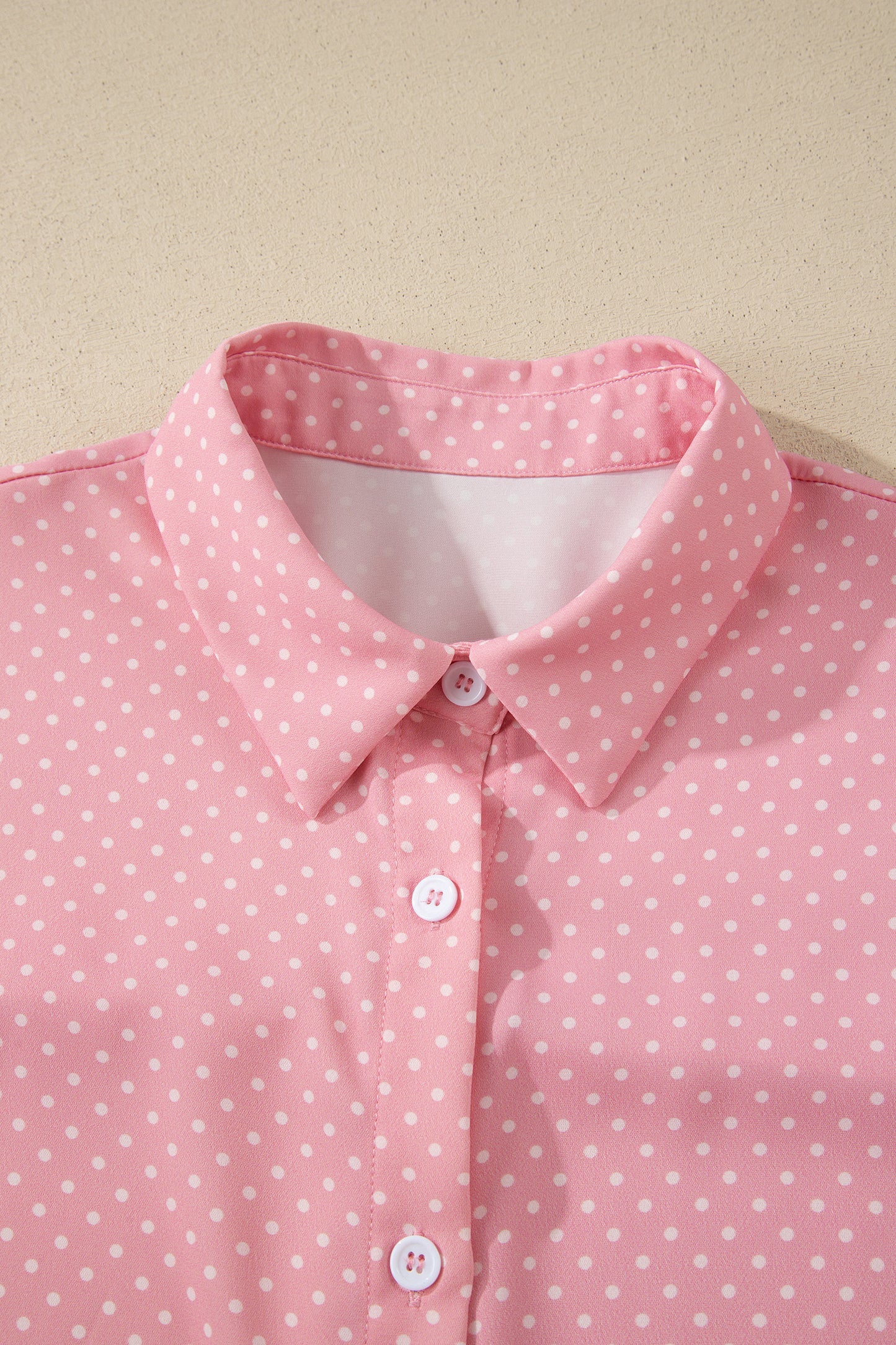 Dotted Print Cuffed Short Sleeve Shirt