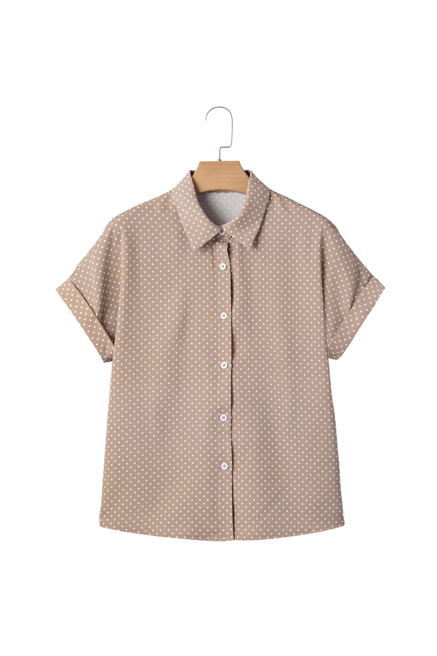 Dotted Print Cuffed Short Sleeve Shirt