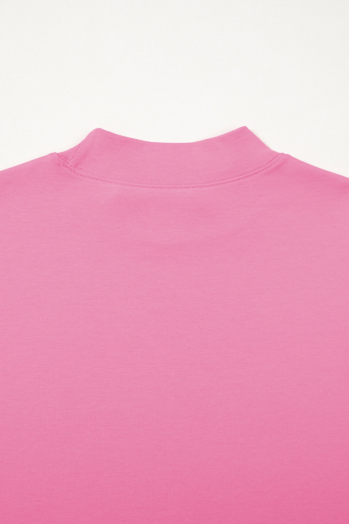 Pink Solid Color High Neck Oversize Tee