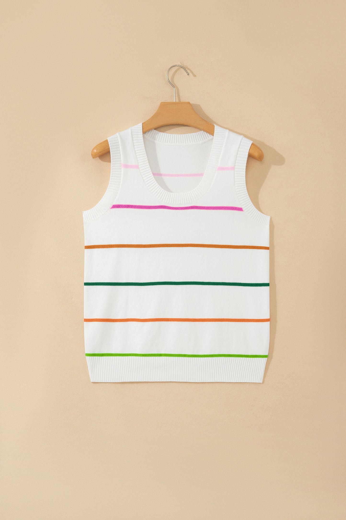 Stripe Round Neck Knitted Sweater Tank