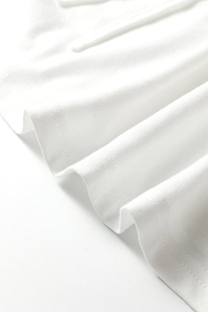 White Plus Size Solid Color Bow Tie Peplum Tank Top