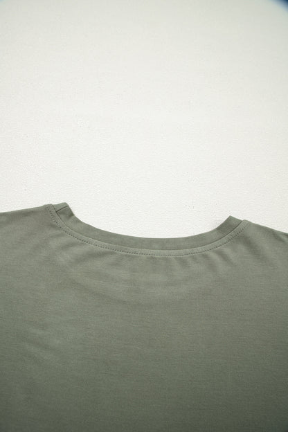 Laurel Green Solid Color Oversize Tee Tie Wrap Mini Skort 2pcs Set